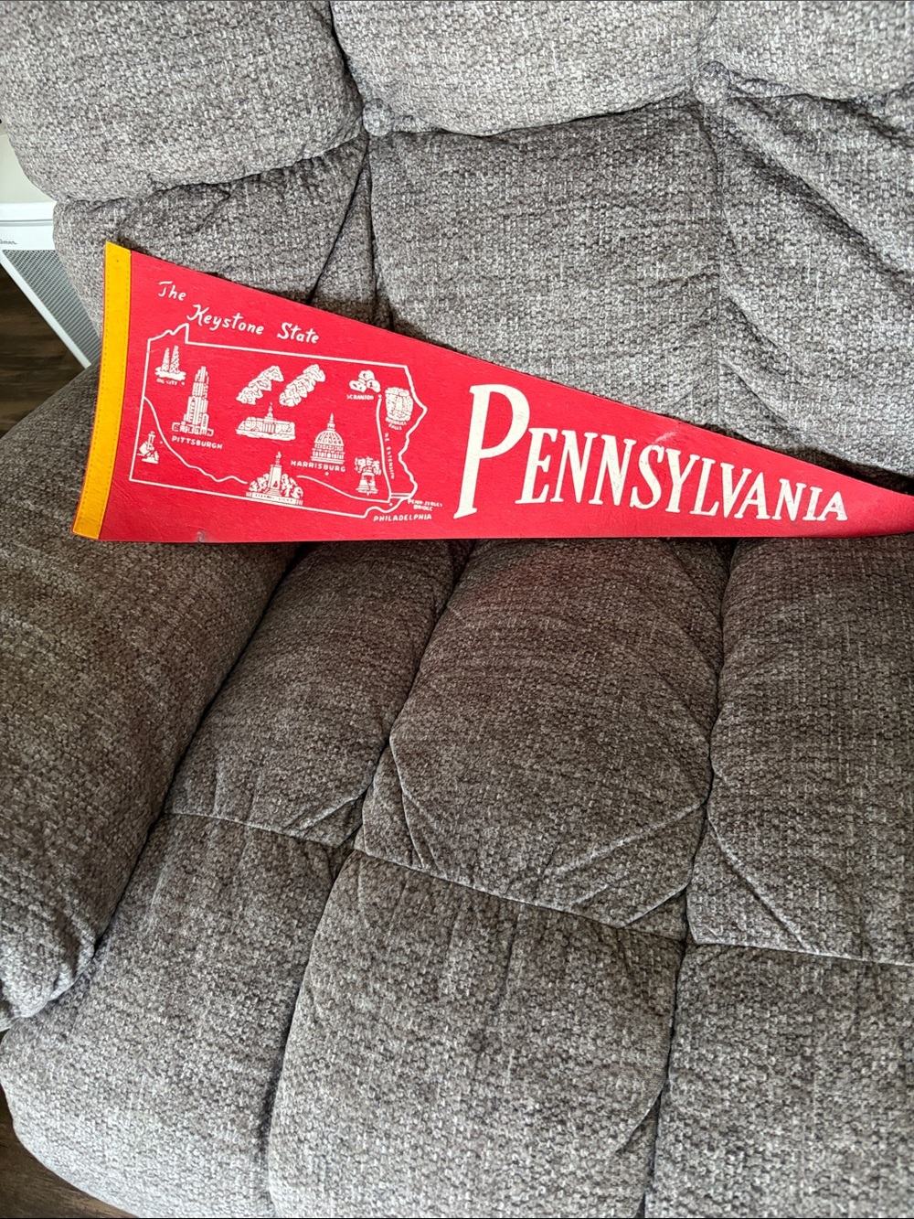 Vintage-Style Pennsylvania Pennant in Red and Yellow